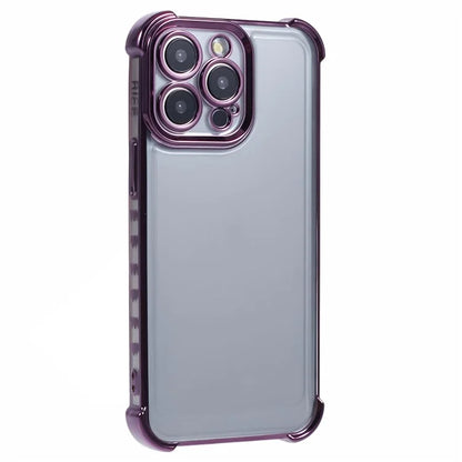For iPhone 12 Pro Case Electroplating Heart Pattern Edge TPU Phone Back Cover
