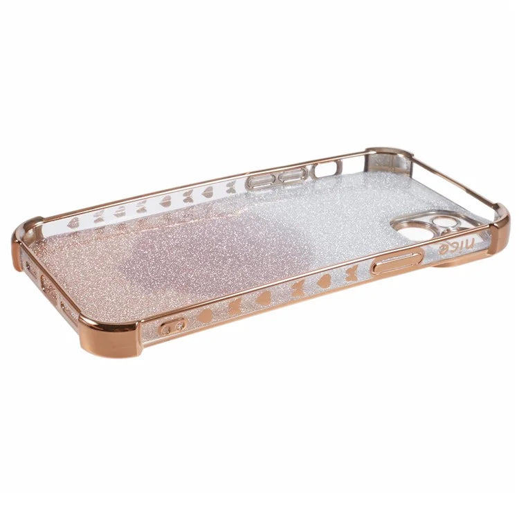 For iPhone 13 Case Ring Kickstand Electroplating Glitter TPU Phone Cover with Mirror