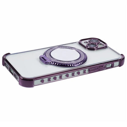For iPhone 13 6.1 inch Side Heart Pattern Case Kickstand TPU Phone Cover with Mirror