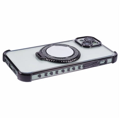 For iPhone 14 Plus Side Heart Pattern Case Kickstand TPU Phone Cover with Mirror