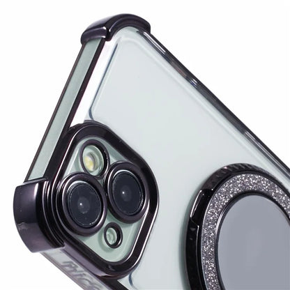 For iPhone 14 Plus Side Heart Pattern Case Kickstand TPU Phone Cover with Mirror