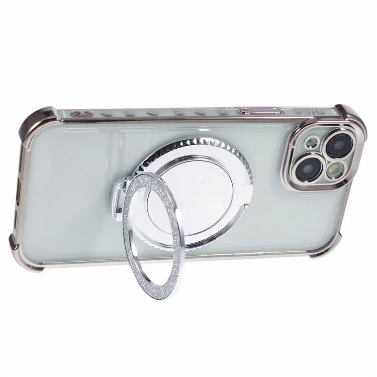 For iPhone 14 Plus Side Heart Pattern Case Kickstand TPU Phone Cover with Mirror