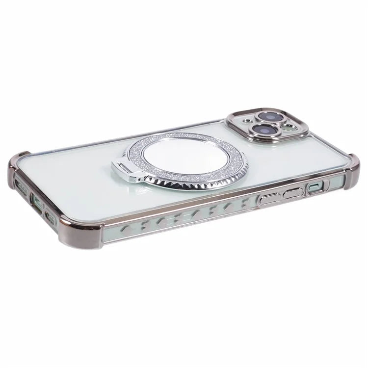 For iPhone 14 Plus Side Heart Pattern Case Kickstand TPU Phone Cover with Mirror