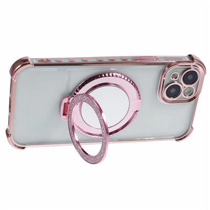For iPhone 14 Plus Side Heart Pattern Case Kickstand TPU Phone Cover with Mirror