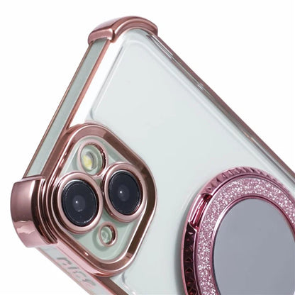 For iPhone 14 Plus Side Heart Pattern Case Kickstand TPU Phone Cover with Mirror
