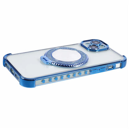 For iPhone 15 Side Heart Pattern Case Kickstand TPU Phone Cover with Mirror