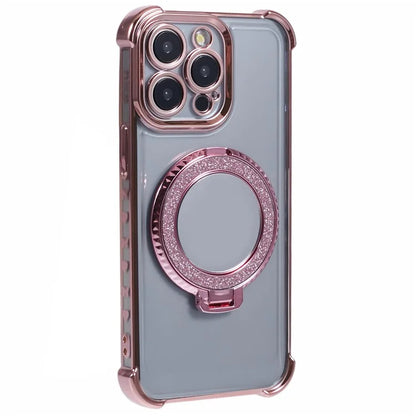 For iPhone 12 Pro Side Heart Pattern Case Kickstand TPU Phone Cover with Mirror