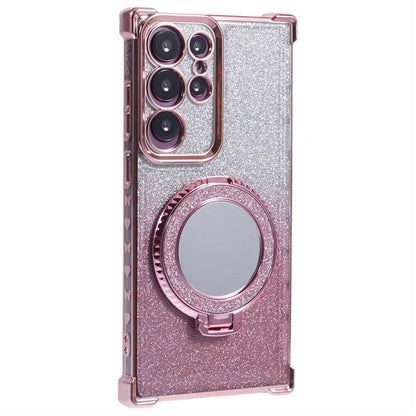 For Samsung Galaxy S22 Ultra 5G Case TPU Glitter Phone Cover with Kickstand and Mirror