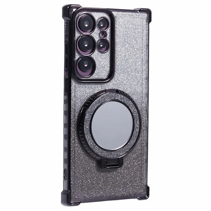 For Samsung Galaxy S22 Ultra 5G Case TPU Glitter Phone Cover with Kickstand and Mirror