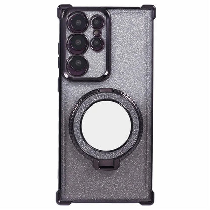 For Samsung Galaxy S22 Ultra 5G Case TPU Glitter Phone Cover with Kickstand and Mirror