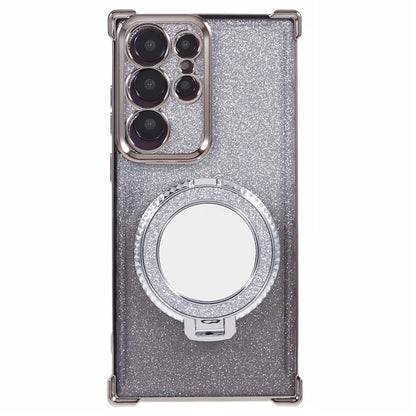 For Samsung Galaxy S22 Ultra 5G Case TPU Glitter Phone Cover with Kickstand and Mirror