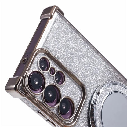 For Samsung Galaxy S22 Ultra 5G Case TPU Glitter Phone Cover with Kickstand and Mirror