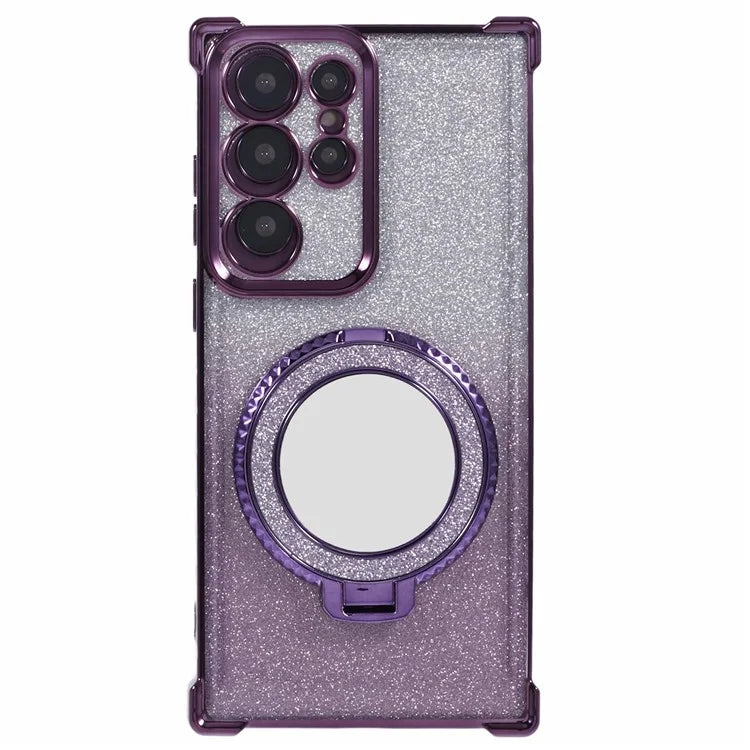 For Samsung Galaxy S22 Ultra 5G Case TPU Glitter Phone Cover with Kickstand and Mirror
