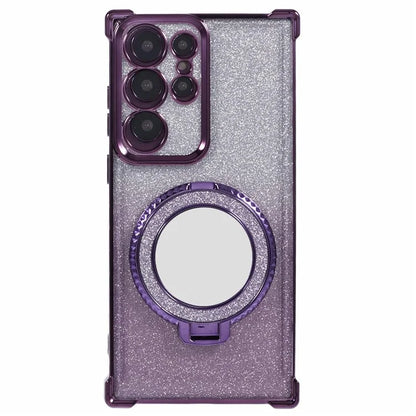 For Samsung Galaxy S22 Ultra 5G Case TPU Glitter Phone Cover with Kickstand and Mirror