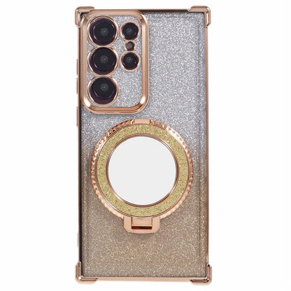 For Samsung Galaxy S22 Ultra 5G Case TPU Glitter Phone Cover with Kickstand and Mirror