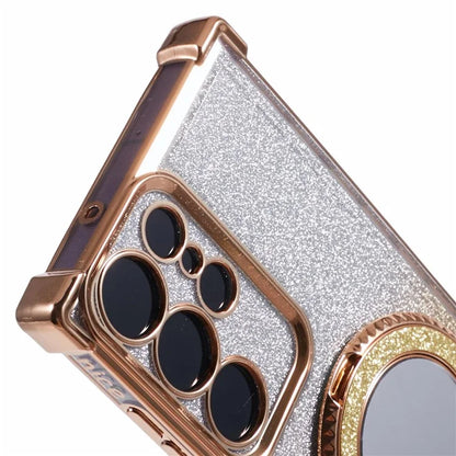For Samsung Galaxy S22 Ultra 5G Case TPU Glitter Phone Cover with Kickstand and Mirror