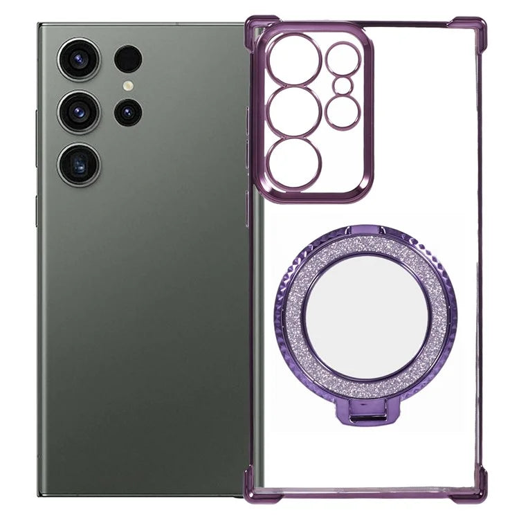 For Samsung Galaxy S22 Ultra 5G Side Heart Pattern Case Kickstand TPU Phone Cover with Mirror