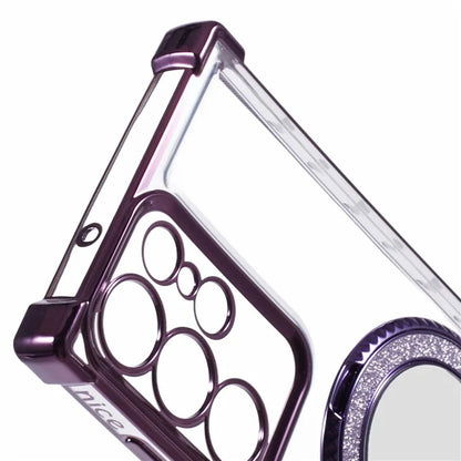 For Samsung Galaxy S22 Ultra 5G Side Heart Pattern Case Kickstand TPU Phone Cover with Mirror