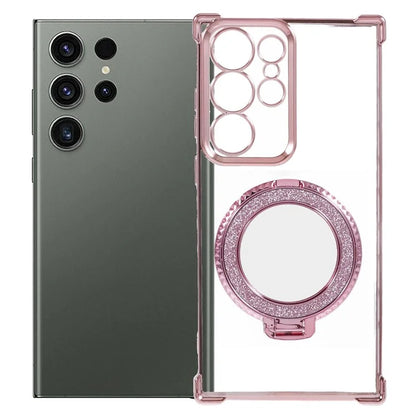 For Samsung Galaxy S22 Ultra 5G Side Heart Pattern Case Kickstand TPU Phone Cover with Mirror