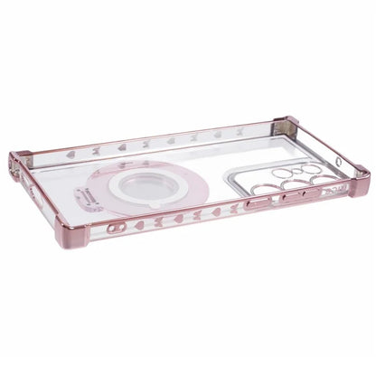 For Samsung Galaxy S22 Ultra 5G Side Heart Pattern Case Kickstand TPU Phone Cover with Mirror