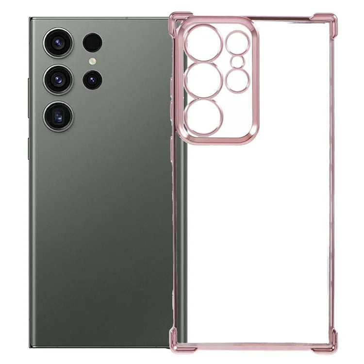 For Samsung Galaxy S22 Ultra 5G Case Electroplating Heart Pattern Edge TPU Phone Back Cover