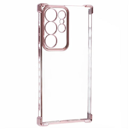 For Samsung Galaxy S22 Ultra 5G Case Electroplating Heart Pattern Edge TPU Phone Back Cover