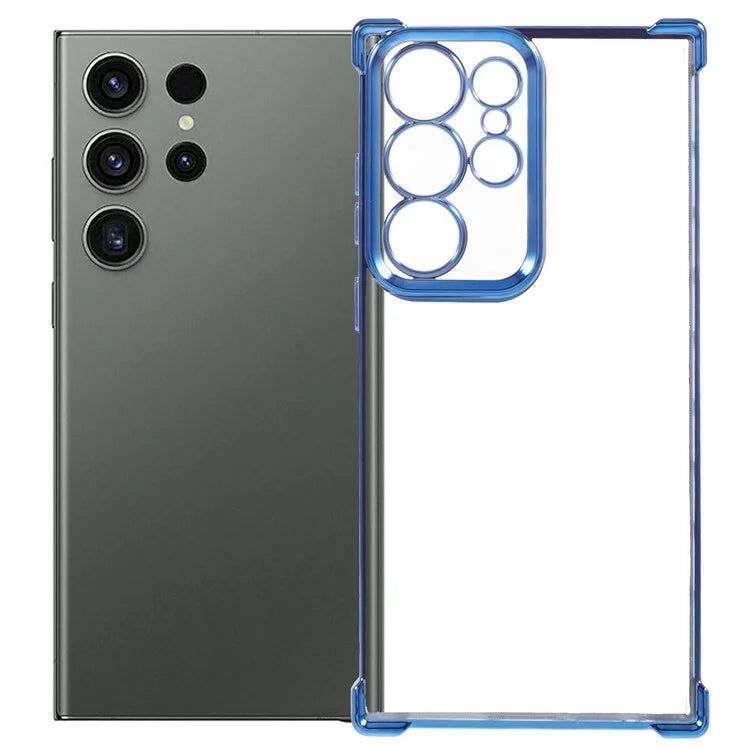 For Samsung Galaxy S22 Ultra 5G Case Electroplating Heart Pattern Edge TPU Phone Back Cover