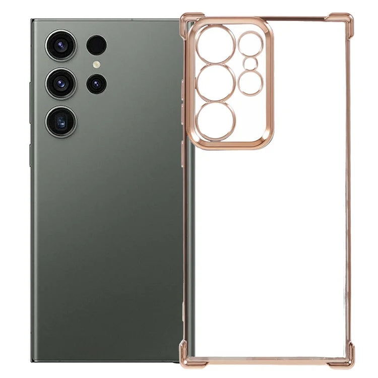For Samsung Galaxy S22 Ultra 5G Case Electroplating Heart Pattern Edge TPU Phone Back Cover