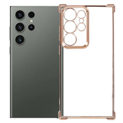 For Samsung Galaxy S22 Ultra 5G Case Electroplating Heart Pattern Edge TPU Phone Back Cover