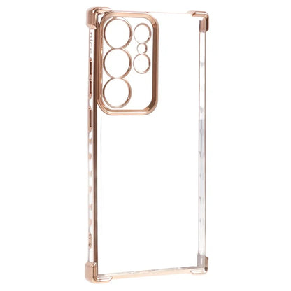 For Samsung Galaxy S22 Ultra 5G Case Electroplating Heart Pattern Edge TPU Phone Back Cover