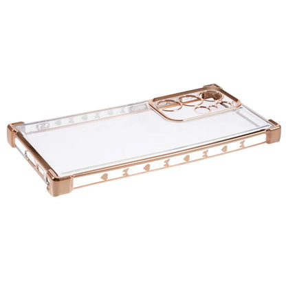 For Samsung Galaxy S22 Ultra 5G Case Electroplating Heart Pattern Edge TPU Phone Back Cover