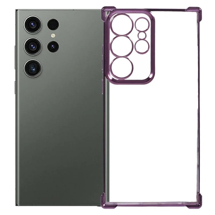 For Samsung Galaxy S22 Ultra 5G Case Electroplating Heart Pattern Edge TPU Phone Back Cover