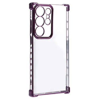 For Samsung Galaxy S22 Ultra 5G Case Electroplating Heart Pattern Edge TPU Phone Back Cover