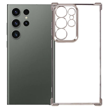 For Samsung Galaxy S22 Ultra 5G Case Electroplating Heart Pattern Edge TPU Phone Back Cover
