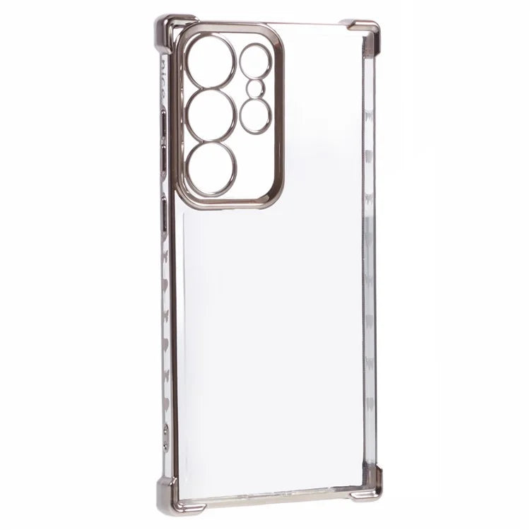 For Samsung Galaxy S22 Ultra 5G Case Electroplating Heart Pattern Edge TPU Phone Back Cover