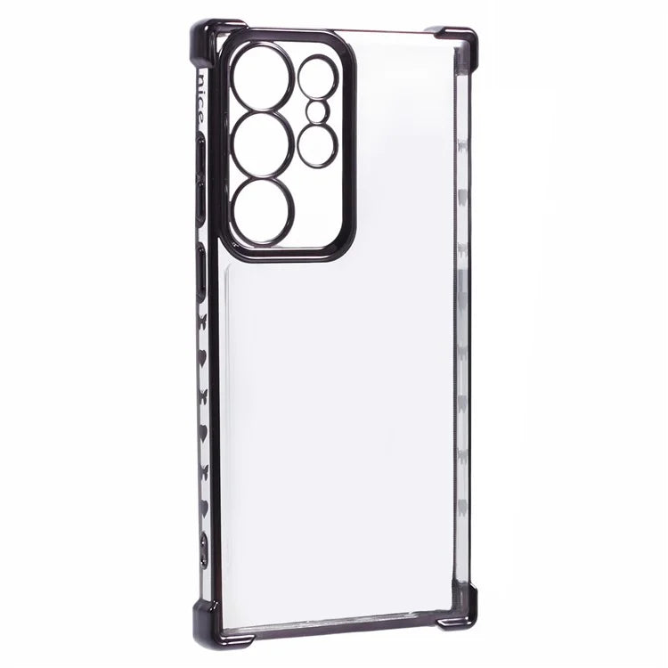 For Samsung Galaxy S22 Ultra 5G Case Electroplating Heart Pattern Edge TPU Phone Back Cover