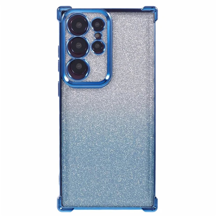 For Samsung Galaxy S22 Ultra 5G Case TPU Glitter Gradien Phone Cover Love Heart Pattern Frame