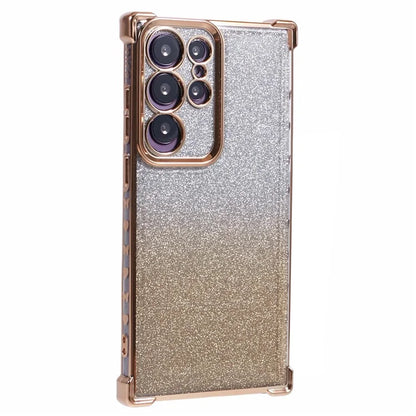 For Samsung Galaxy S22 Ultra 5G Case TPU Glitter Gradien Phone Cover Love Heart Pattern Frame