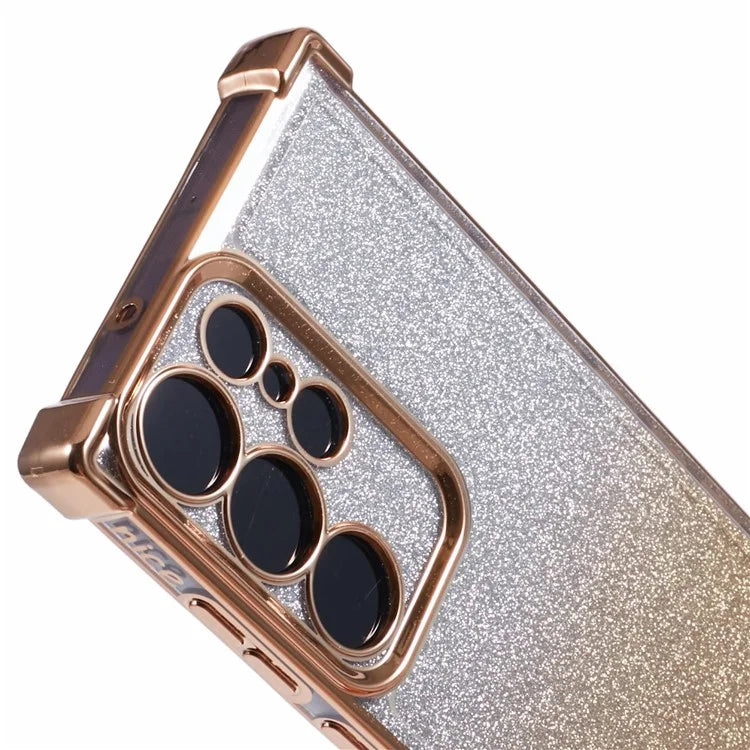 For Samsung Galaxy S22 Ultra 5G Case TPU Glitter Gradien Phone Cover Love Heart Pattern Frame