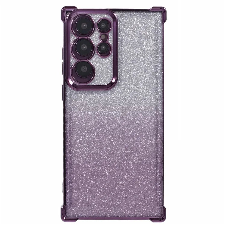 For Samsung Galaxy S22 Ultra 5G Case TPU Glitter Gradien Phone Cover Love Heart Pattern Frame