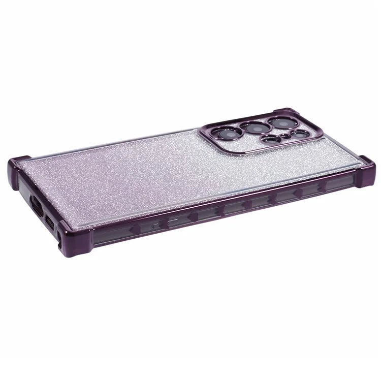 For Samsung Galaxy S22 Ultra 5G Case TPU Glitter Gradien Phone Cover Love Heart Pattern Frame