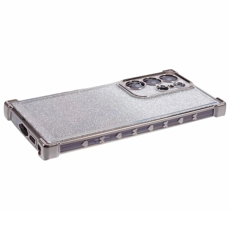 For Samsung Galaxy S22 Ultra 5G Case TPU Glitter Gradien Phone Cover Love Heart Pattern Frame