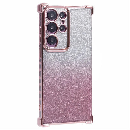 For Samsung Galaxy S22 Ultra 5G Case TPU Glitter Gradien Phone Cover Love Heart Pattern Frame