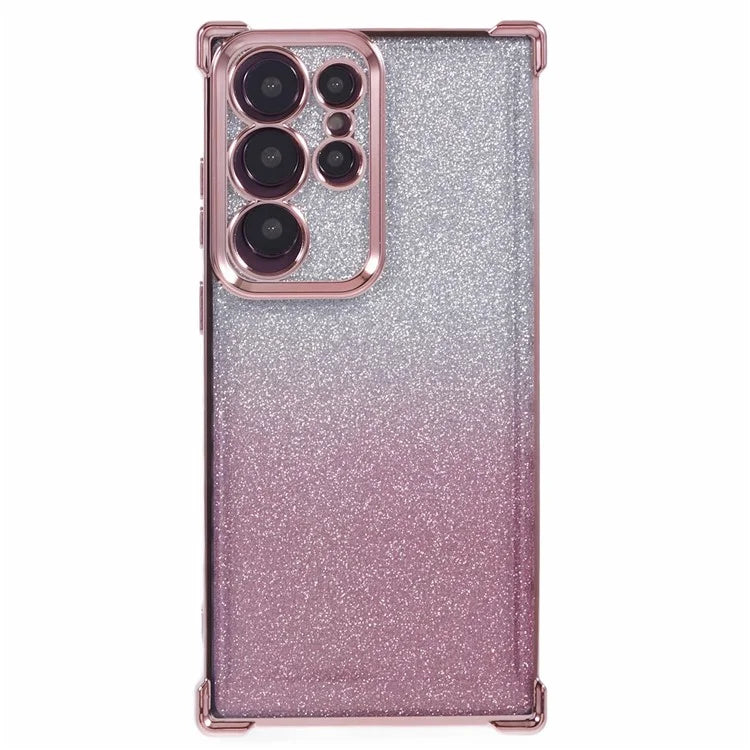 For Samsung Galaxy S22 Ultra 5G Case TPU Glitter Gradien Phone Cover Love Heart Pattern Frame
