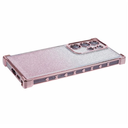 For Samsung Galaxy S22 Ultra 5G Case TPU Glitter Gradien Phone Cover Love Heart Pattern Frame