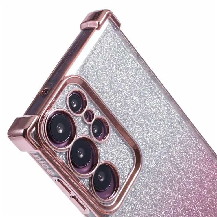 For Samsung Galaxy S22 Ultra 5G Case TPU Glitter Gradien Phone Cover Love Heart Pattern Frame