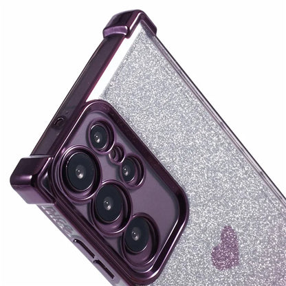 For Samsung Galaxy S22 Ultra 5G Heart Pattern Phone Case TPU Glittery Powder Cellphone Cover