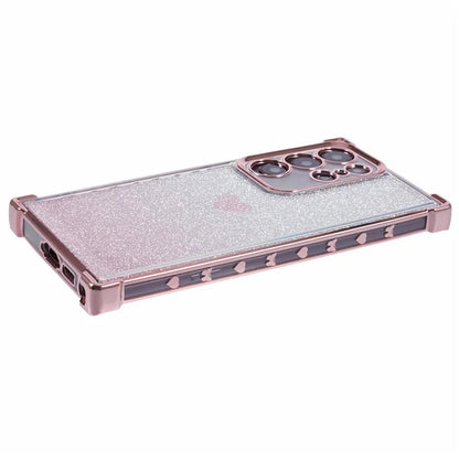 For Samsung Galaxy S22 Ultra 5G Heart Pattern Phone Case TPU Glittery Powder Cellphone Cover