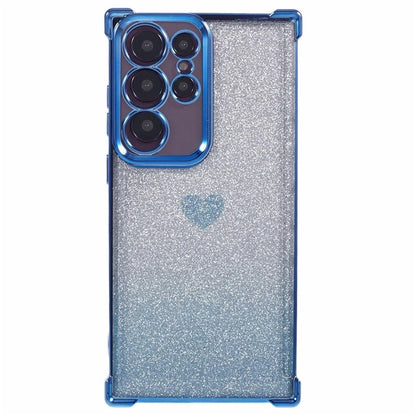 For Samsung Galaxy S22 Ultra 5G Heart Pattern Phone Case TPU Glittery Powder Cellphone Cover