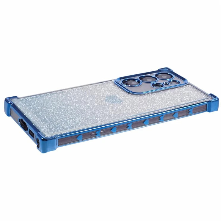 For Samsung Galaxy S22 Ultra 5G Heart Pattern Phone Case TPU Glittery Powder Cellphone Cover
